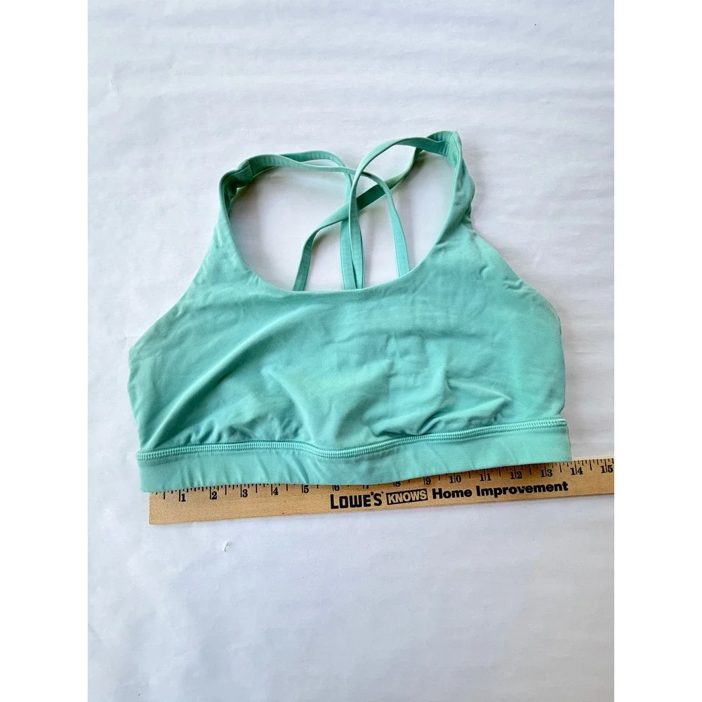 Lululemon Free To Be Serene‎ Bra Mint Green Strappy Back Size 8 LW2540S